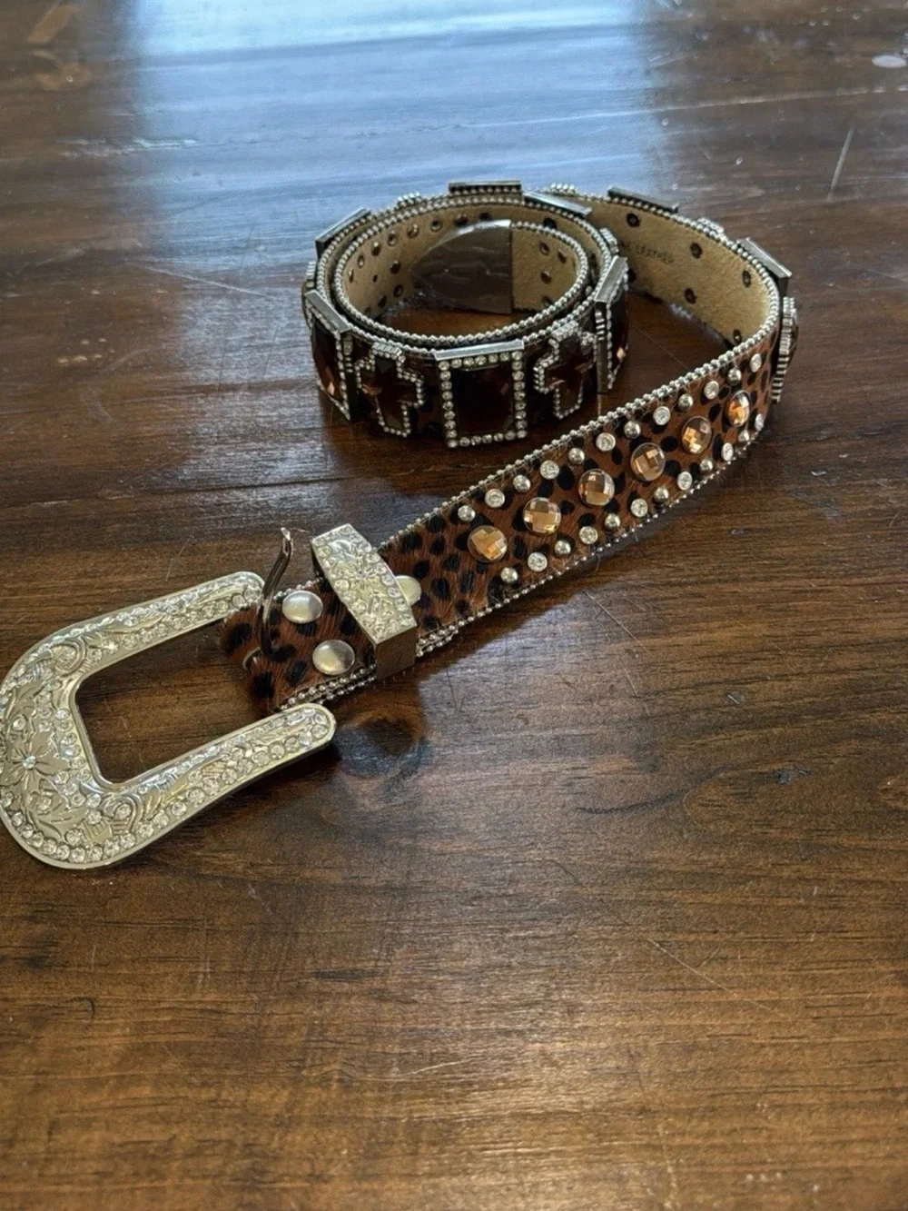 Nocona Western Bling Leopard Print Western Belt - Brown
